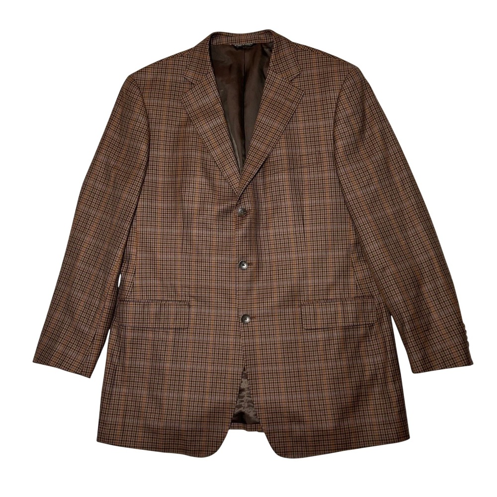 Harold Powell Wool Cashmere Sport Coat‎ Luxury Plaid Preppy Academia Men 43L
